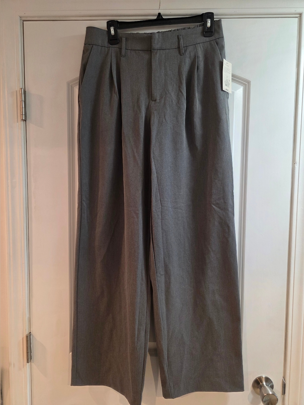 Gray Womens Wide-Leg Dress Pants